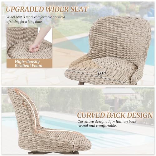 Apricot PE Rattan Swivel Bar Stools Set of 4 U1834