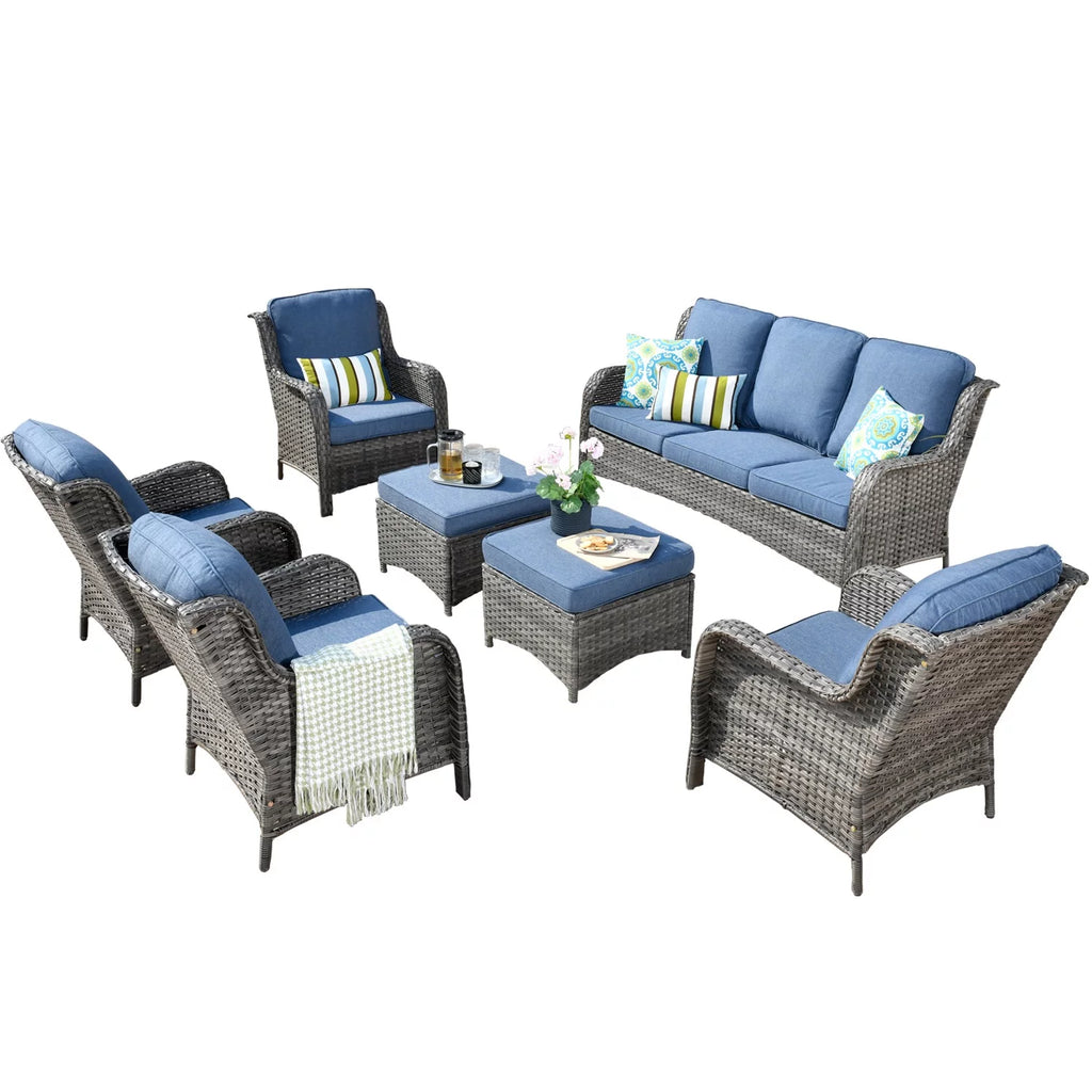 7 Pieces Wicker Rattan Sectional Sofa F28843