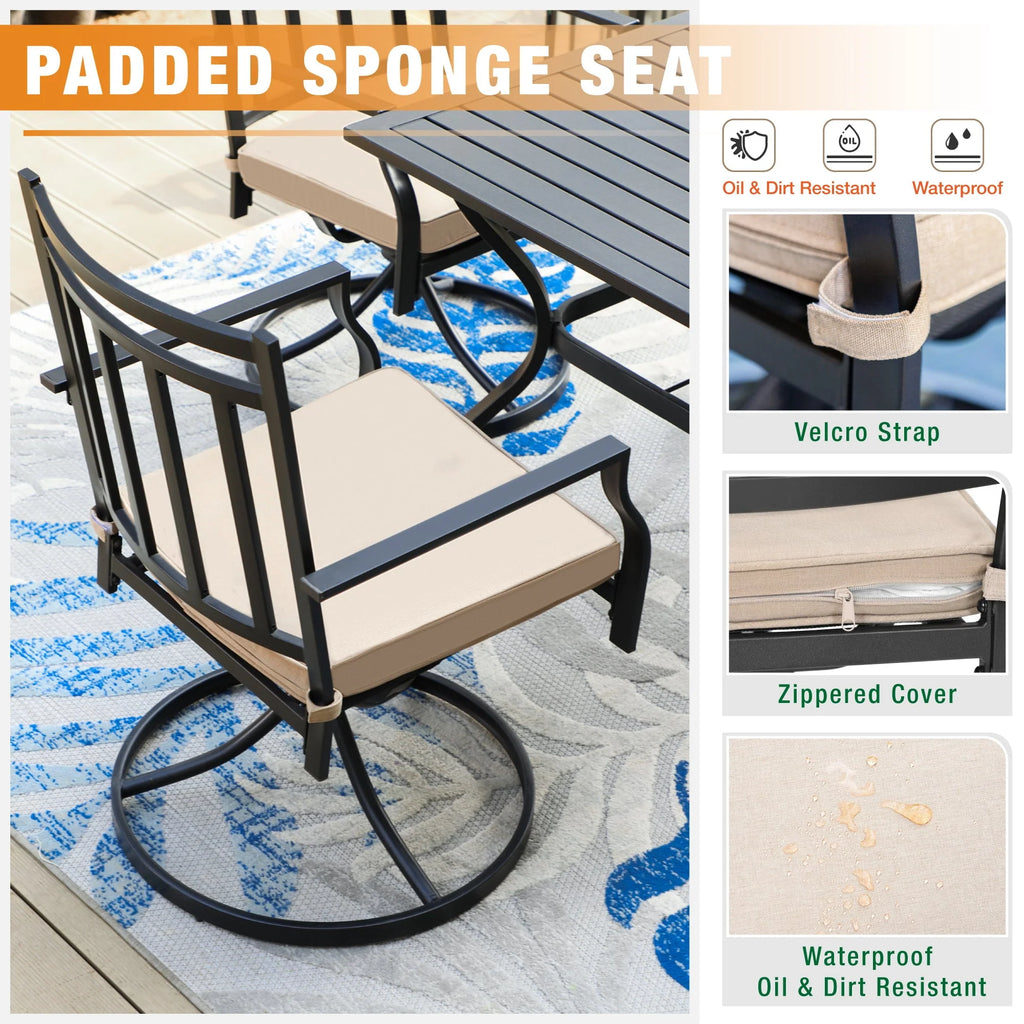 Set of 2 Metal Swivel Outdoor Dining Chairs with Beige Cushions Z660937