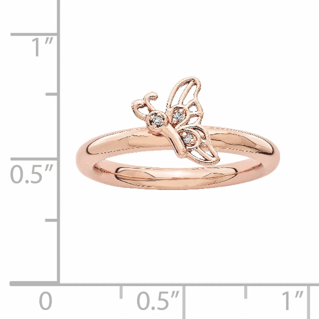 Pink-Plated Butterfly Ring W4345