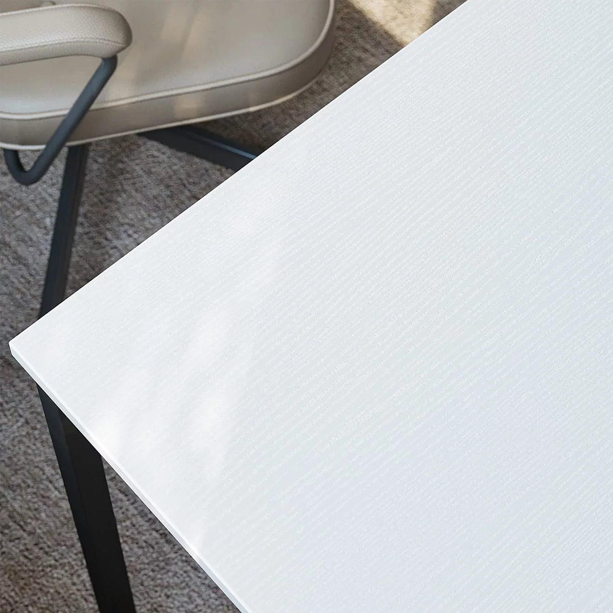 L Shaped Desk, 51.1 Inch White Corner Desk with Hutch V702223