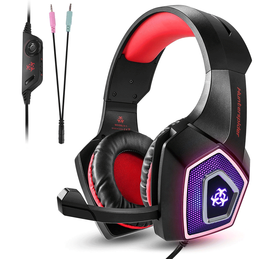 Gaming Headset with Mic, Over Ear 3.5mm Noise Canceling LED K5901