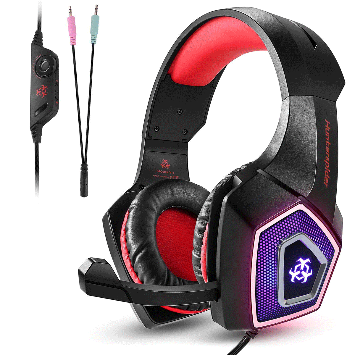 Gaming Headset with Mic, Over Ear 3.5mm Noise Canceling LED K5901