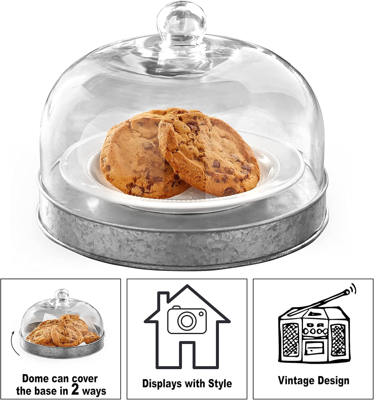 Glass Domed Serving Plate V950