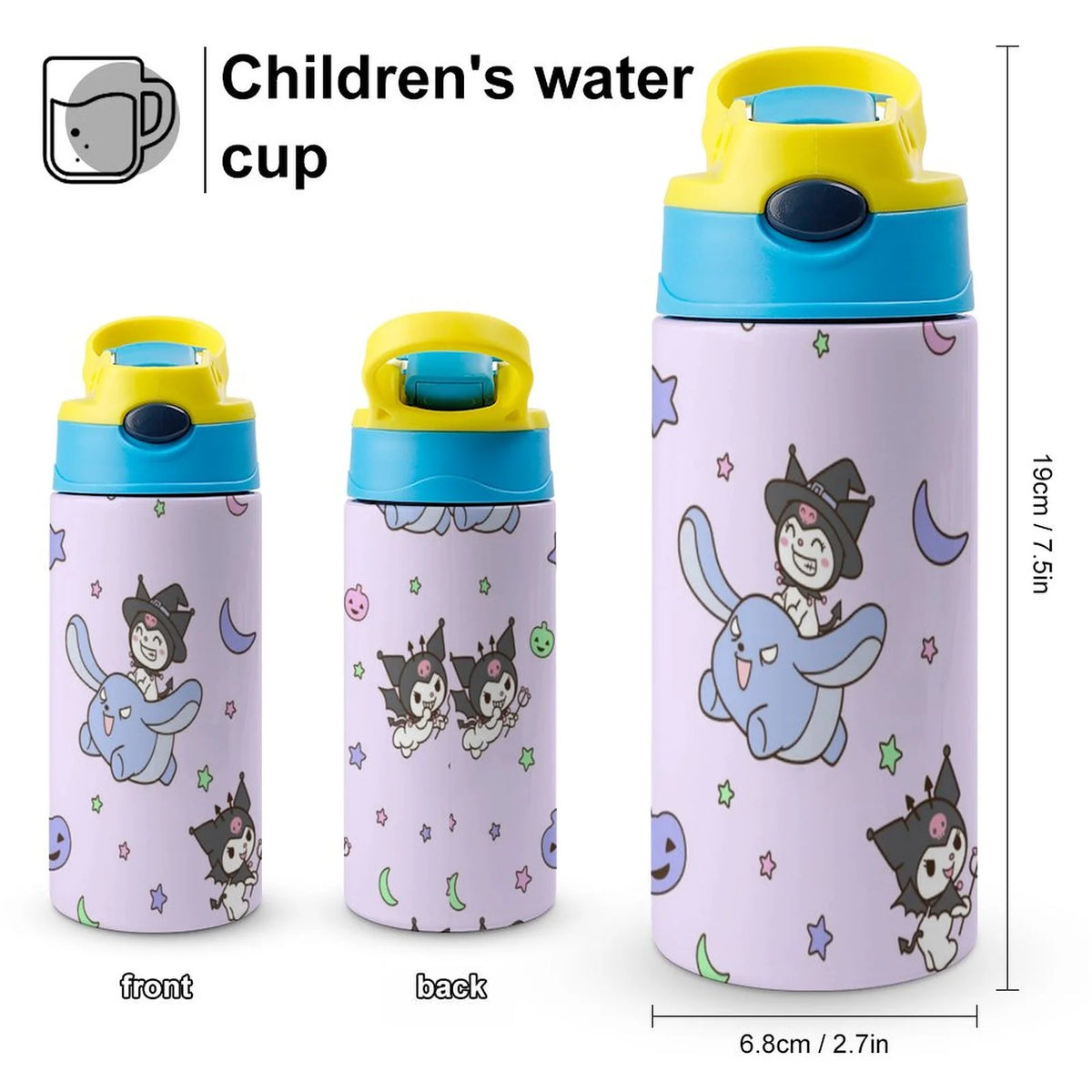Children's Vacuum Insulated Stainless Steel Water Bottle With Straw H43074
