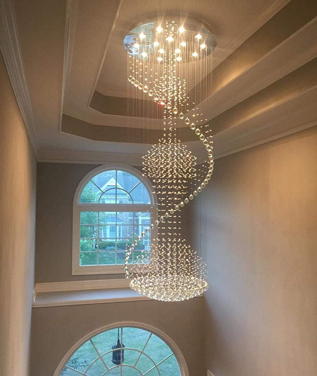 Spiral Crystal Chandelier Flush Mount Ceiling Light D 32 X H 86.6 B115131
