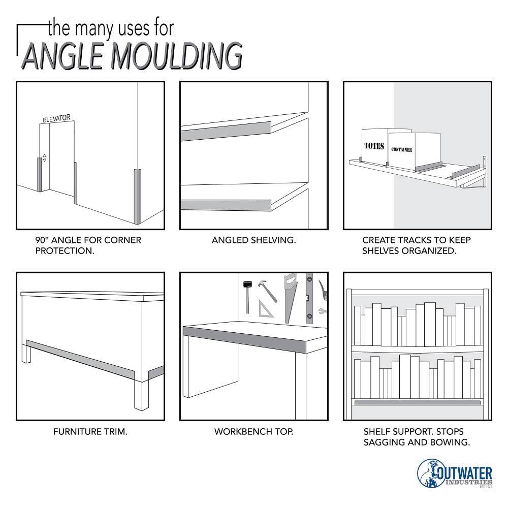 Satin Finish Aluminum Angle Moulding, 1/2 inch x 1/2 inch x 1/8 inch, 48 inch Lengths, Pack of 3 Q800