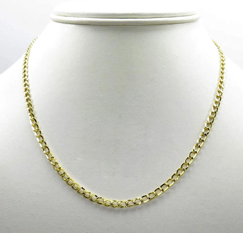 14K Yellow Gold 3.5mm Hollow Cuban Chain Necklace P67794