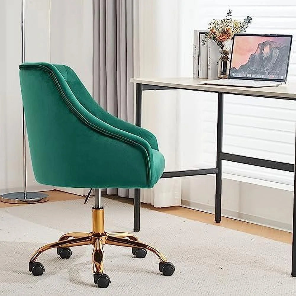 Velvet Office Chairs with Wheels Swivel Adjustable White J644
