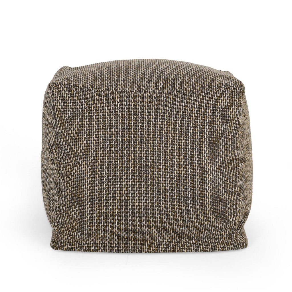 Brown Yellow Fabric Cube Pouf J778
