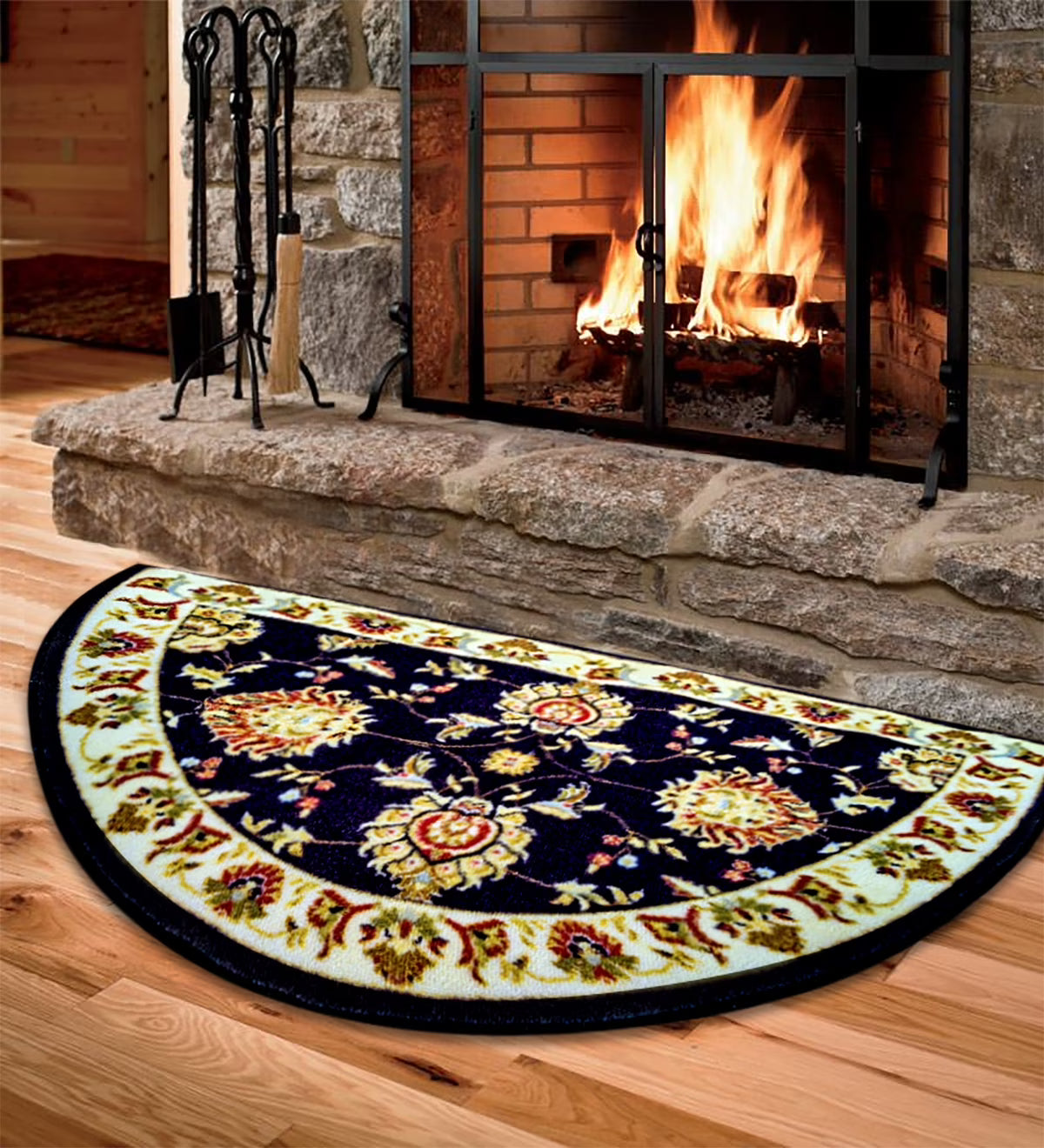 Half Circle Non Slip Fireplace Hearth Rug (2'2"x 3'3") K96413