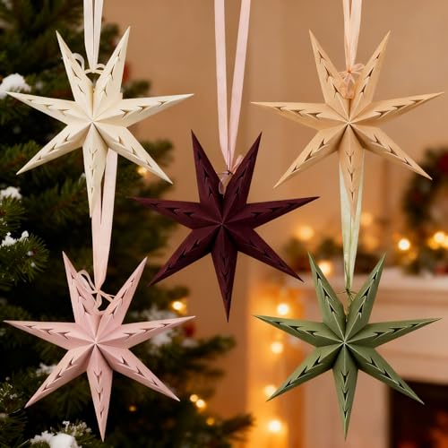 Flocked Paper Star Lantern 12 inch Foldable Q470