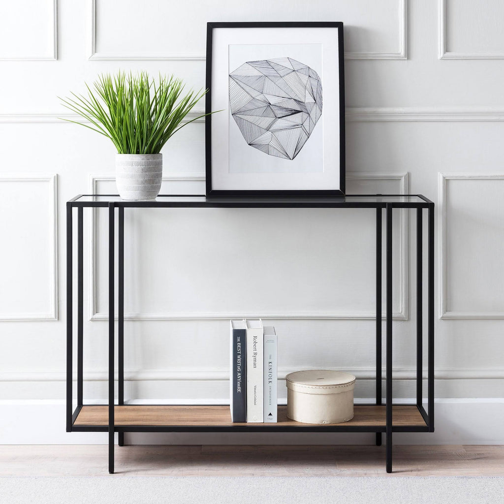 Blackened Bronze and Rustic Oak Accent Table X351999