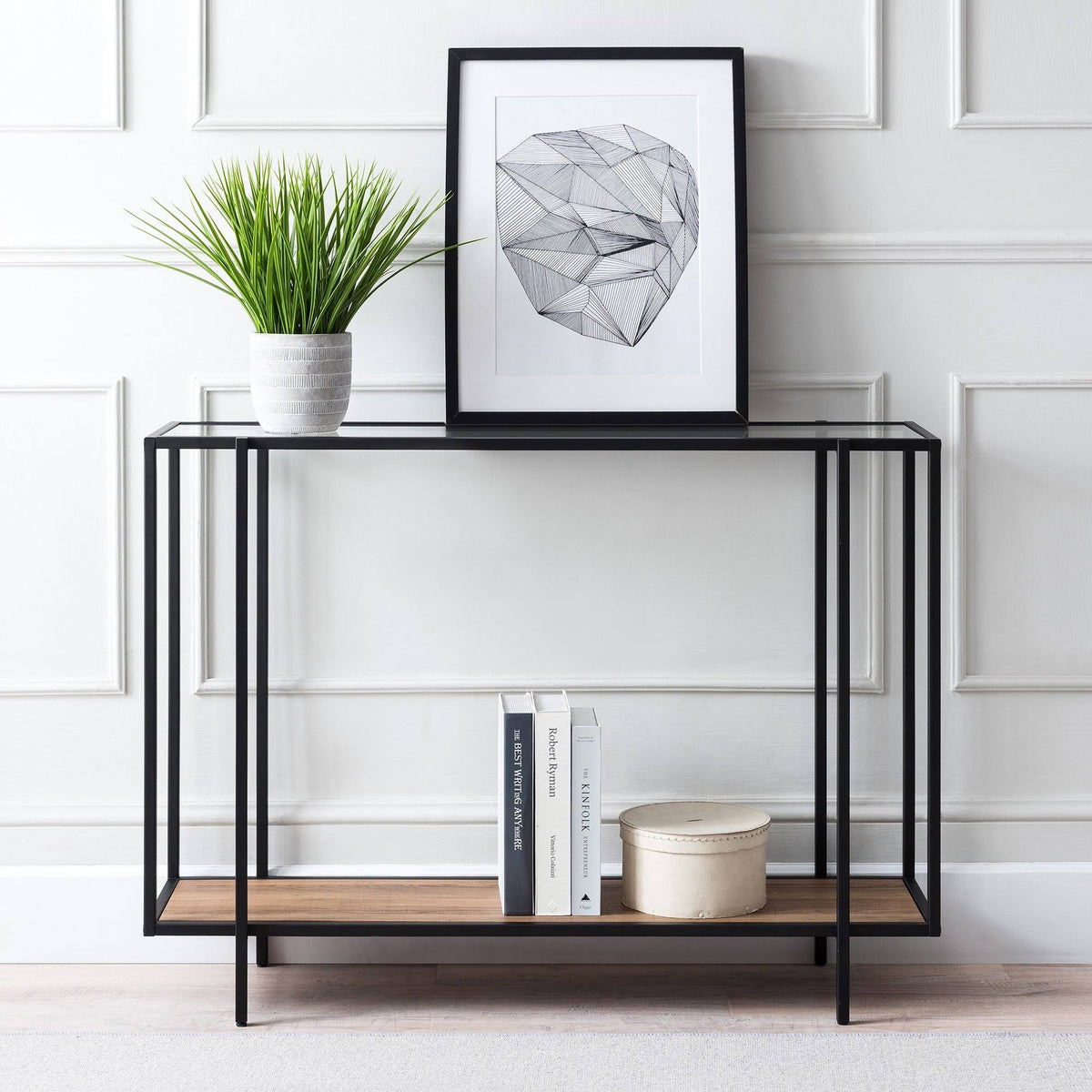 Blackened Bronze and Rustic Oak Accent Table X351999