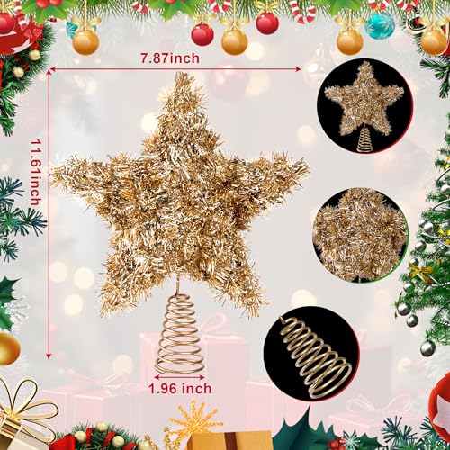 Rattan Christmas Tree Star Topper with 10 Warm LED Lights 10 Inch O6462