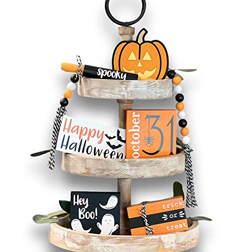 7 Pcs Halloween Themed Tiered Tray Decor Set X561