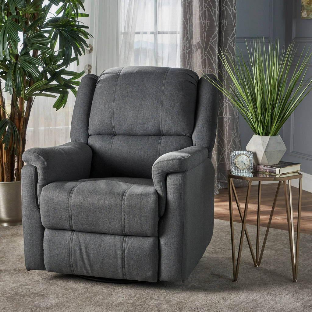 Gray Fabric Swivel Gliding Recliner Q285616