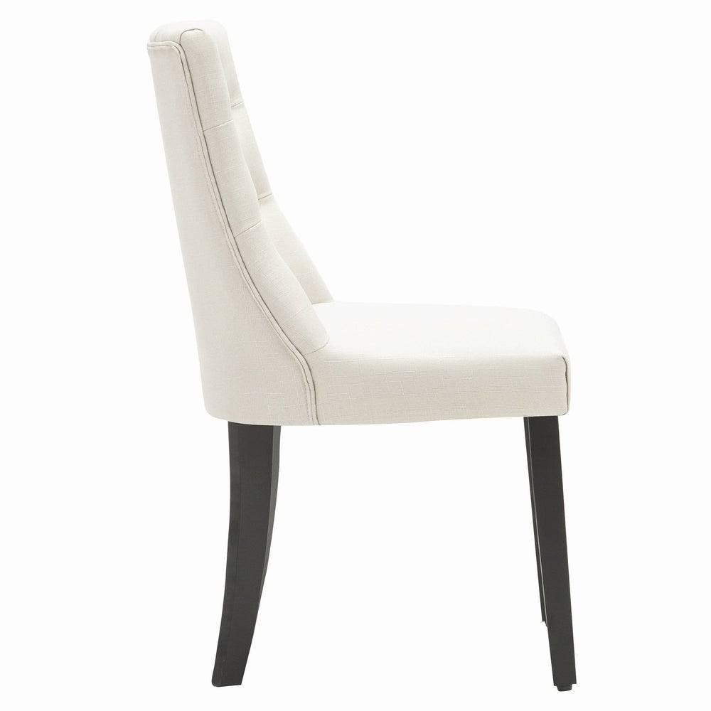 Brown Linen/Wooden Roll-Top Tufted Dining Chair (Set of 2) Y64810