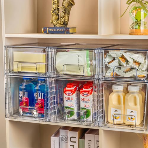 Clear Stackable Kitchen Storage Drawers with Handles D37079