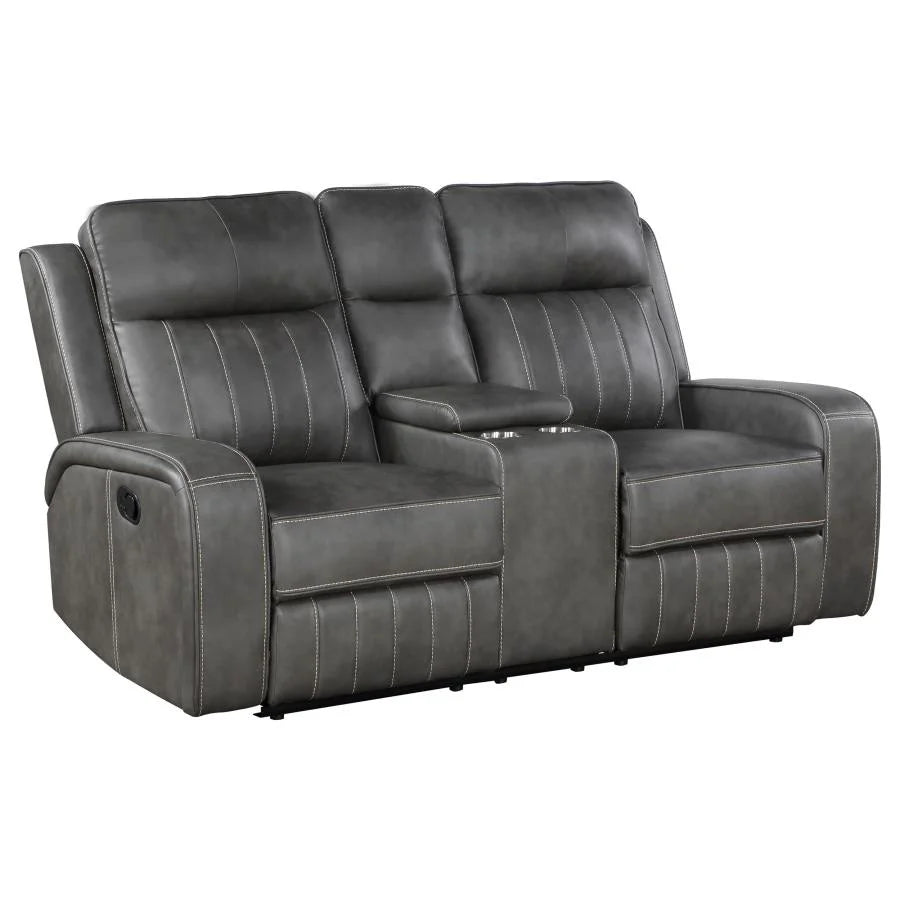 Grey Upholstered Reclining Loveseat D9472