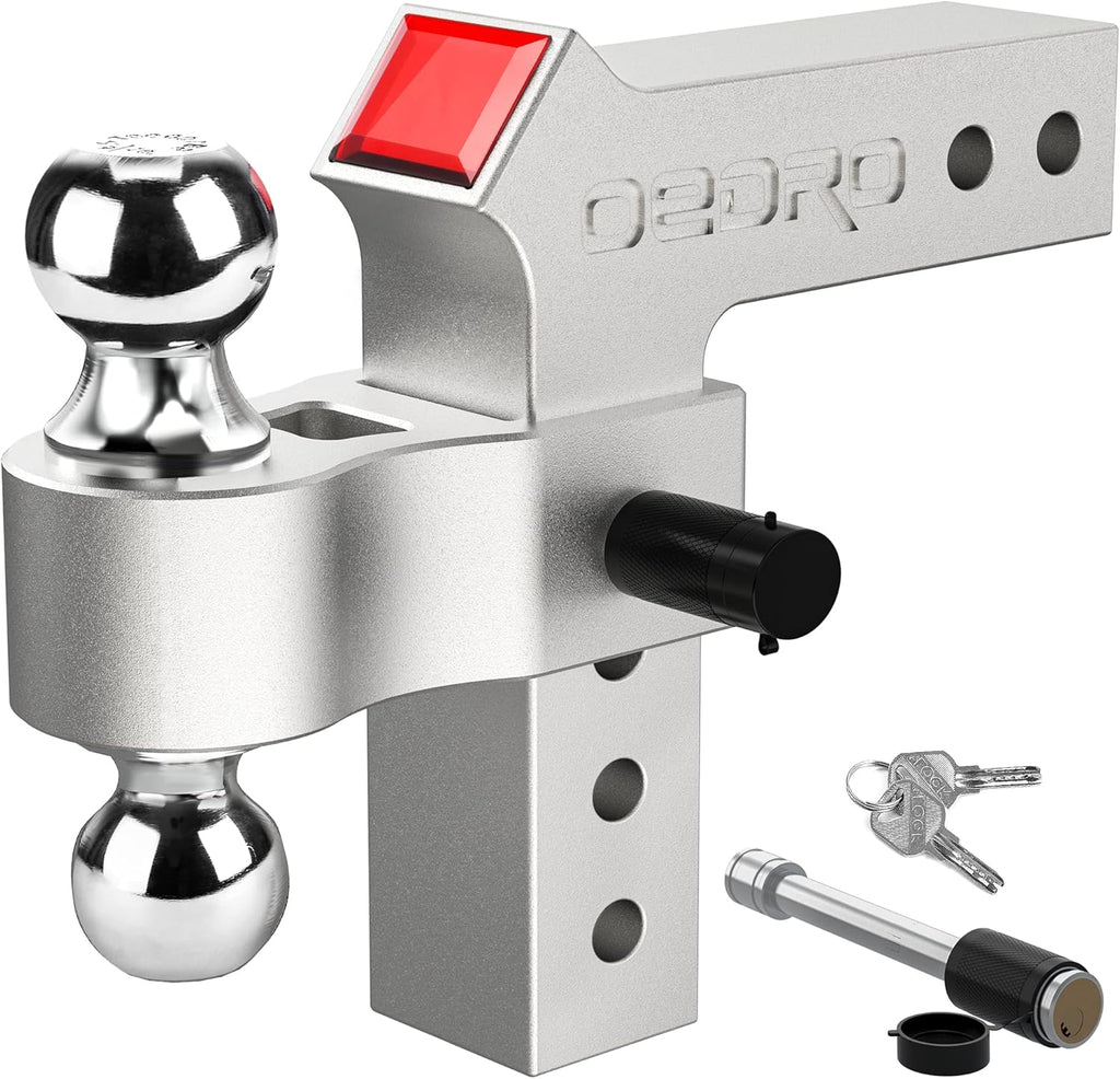 Adjustable Trailer Hitch Ball Mount with Forged Aluminum Shank, 8-Inch Drop, 2.5-Inch Receiver, 2" & 2-5/16" Tow Balls, 14500 lbs, Anodized Black E9214