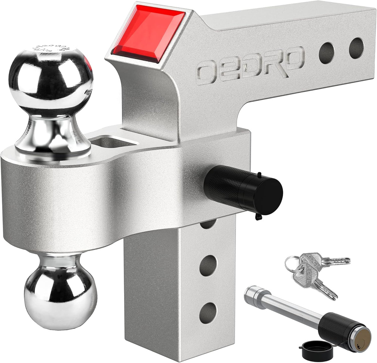 Adjustable Trailer Hitch Ball Mount with Forged Aluminum Shank, 8-Inch Drop, 2.5-Inch Receiver, 2" & 2-5/16" Tow Balls, 14500 lbs, Anodized Black E9214