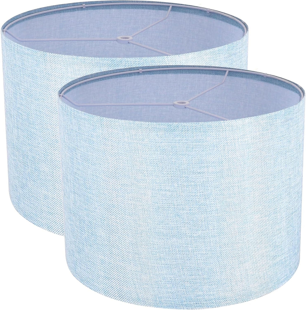 Blue 13" x 13" x 10" Drum Fabric Lamp Shades Set of 2 A83598