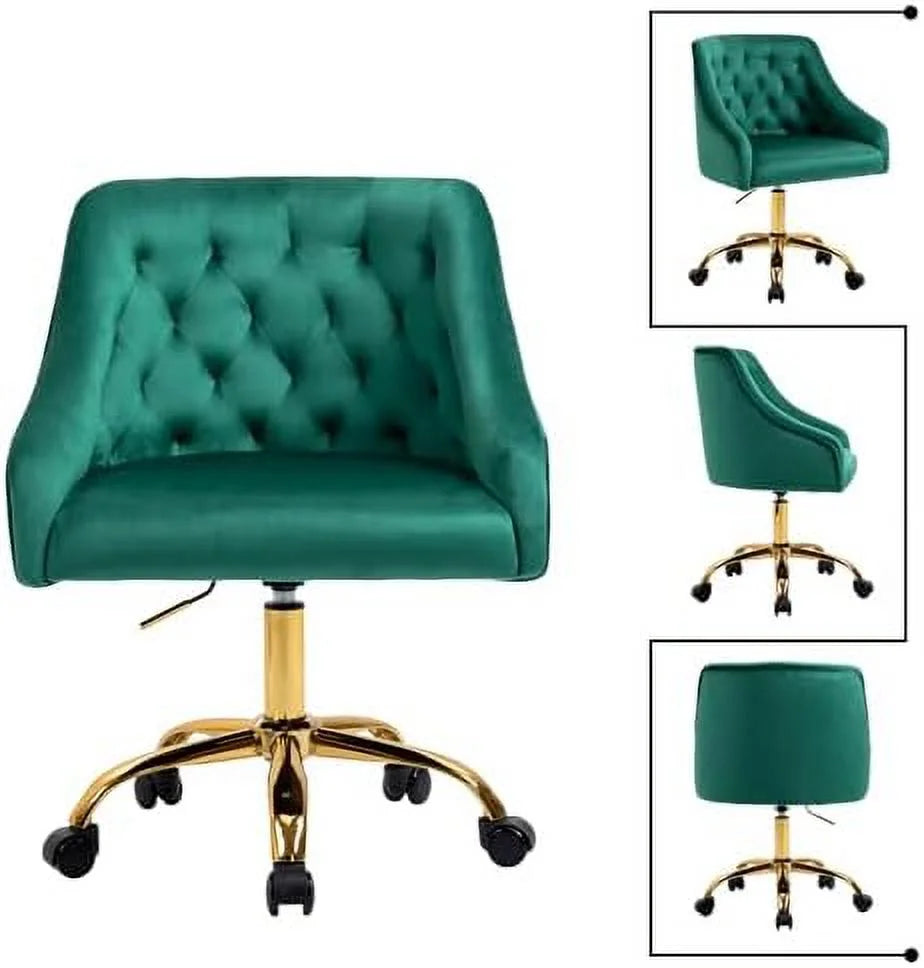 Velvet Office Chairs with Wheels Swivel Adjustable White J644