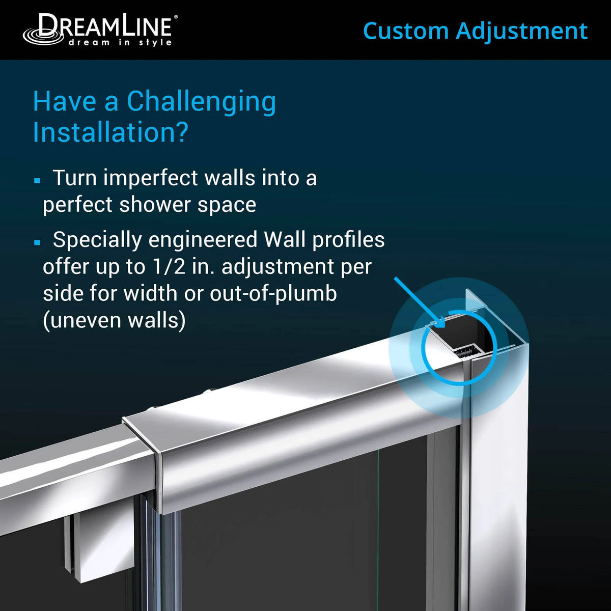 Semi-Frameless Pivot Shower Door in Chrome K20528