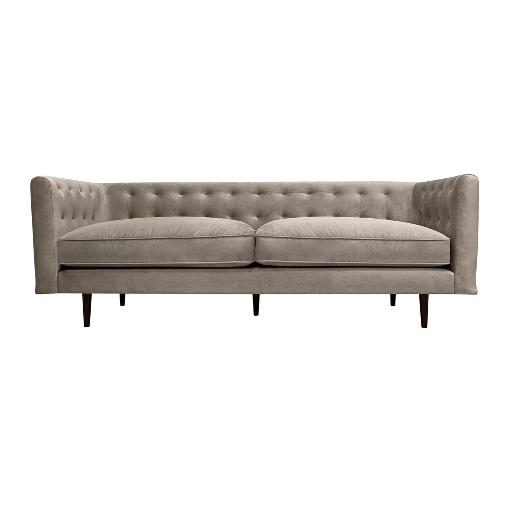 Fossil Gray Velvet Sofa with Black Wood Legs P304789