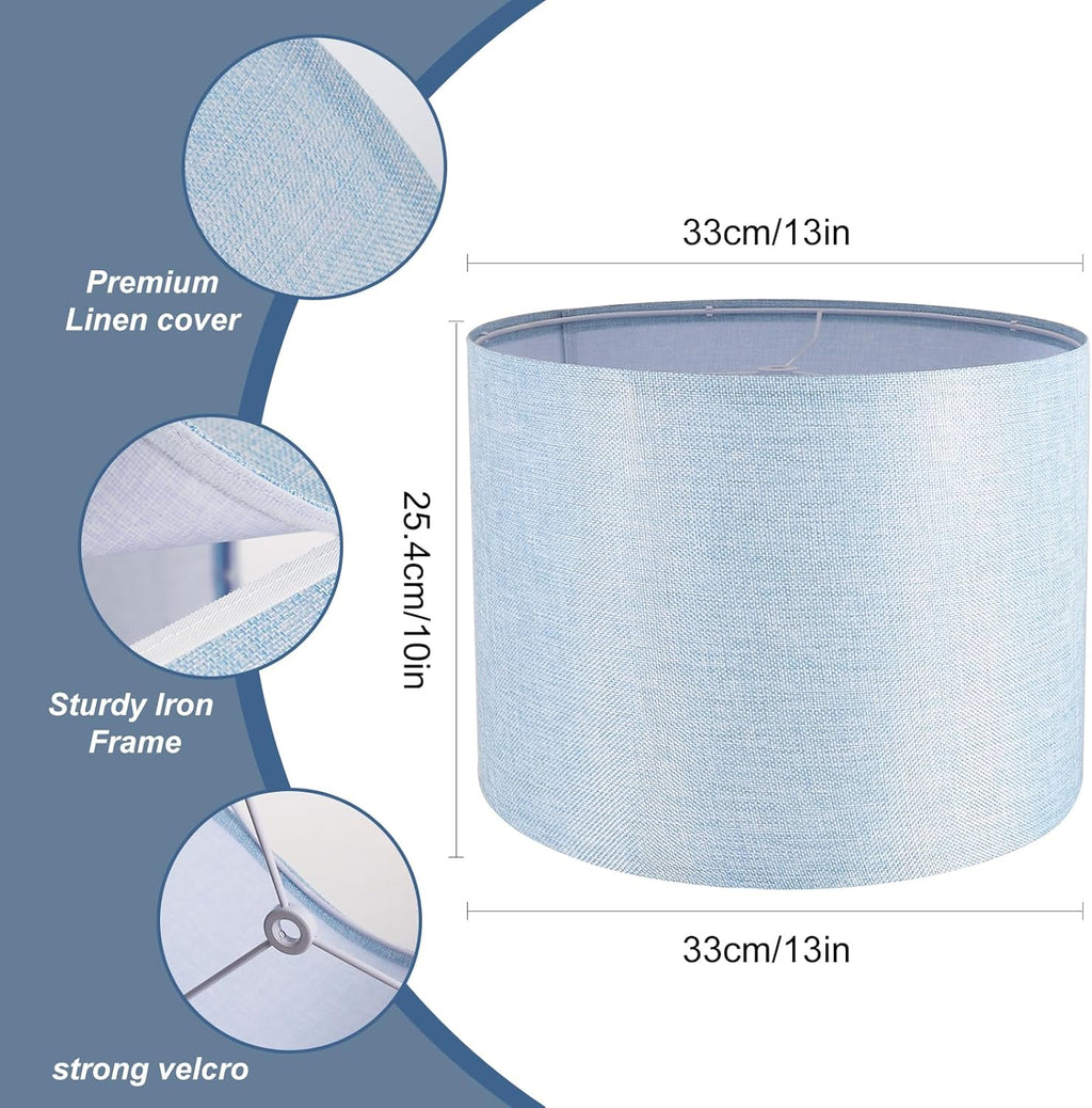 Blue 13" x 13" x 10" Drum Fabric Lamp Shades Set of 2 A83598