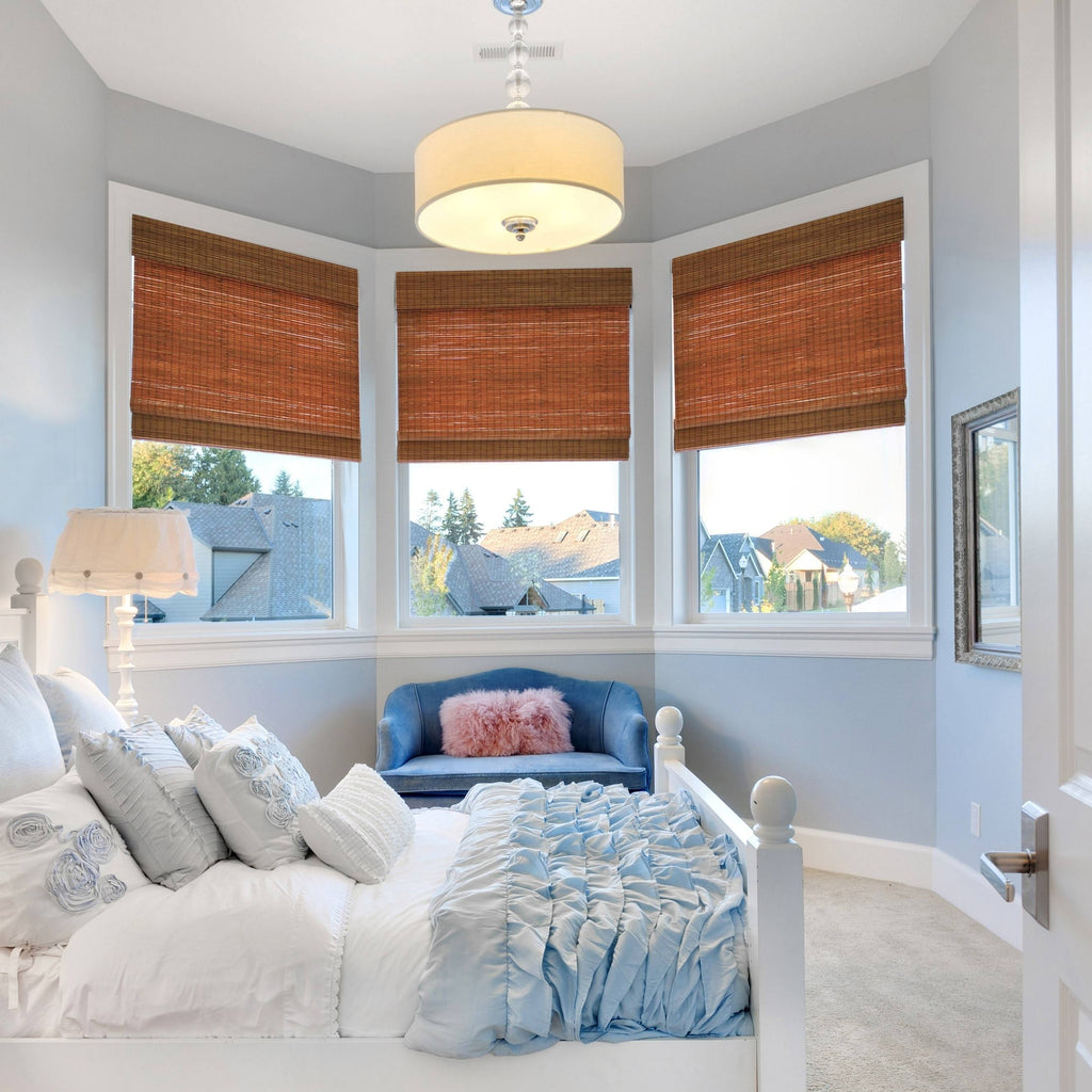 Cordless Maple Bamboo Roman Shade with Valance 35 in. W x 64 in. L K368065