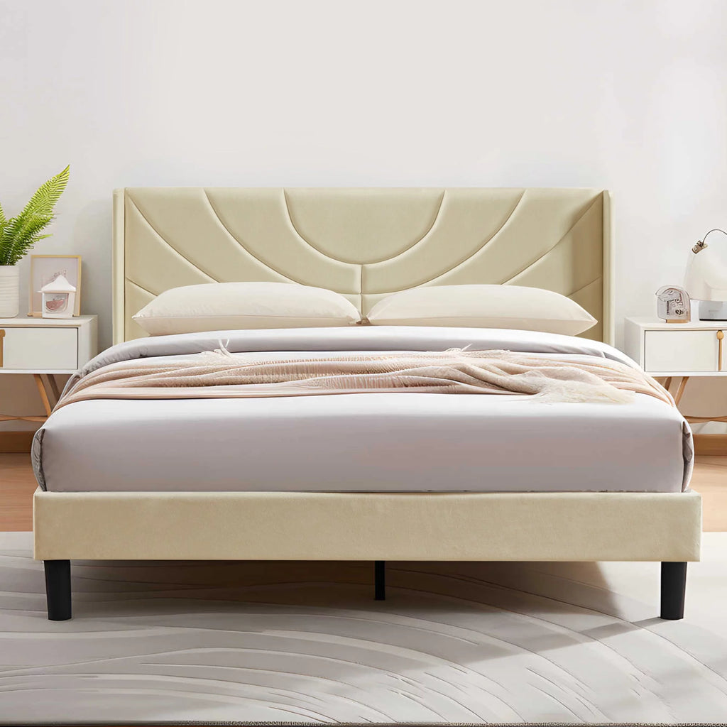 Queen Platform Bed Frame with Upholstered Headboard G5111