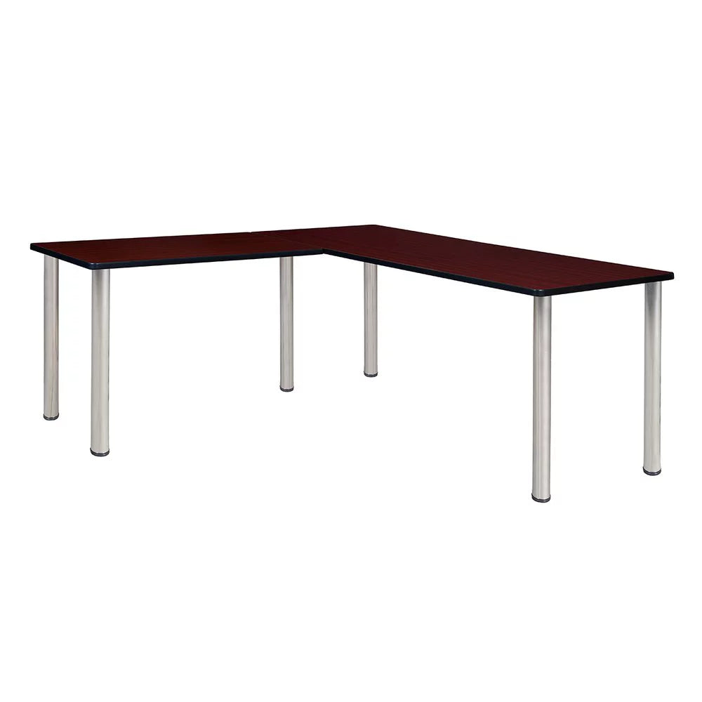 72" L-Desk with Return, Mahogany/Chrome T911