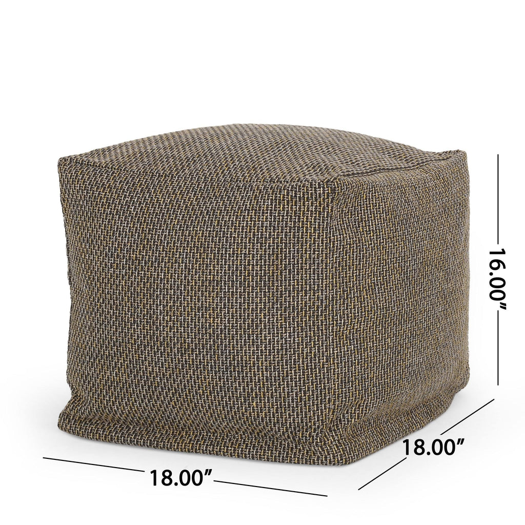 Brown Yellow Fabric Cube Pouf J778