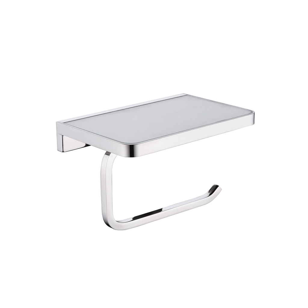 White Glass Shelf with Toilet Paper Holder F32111