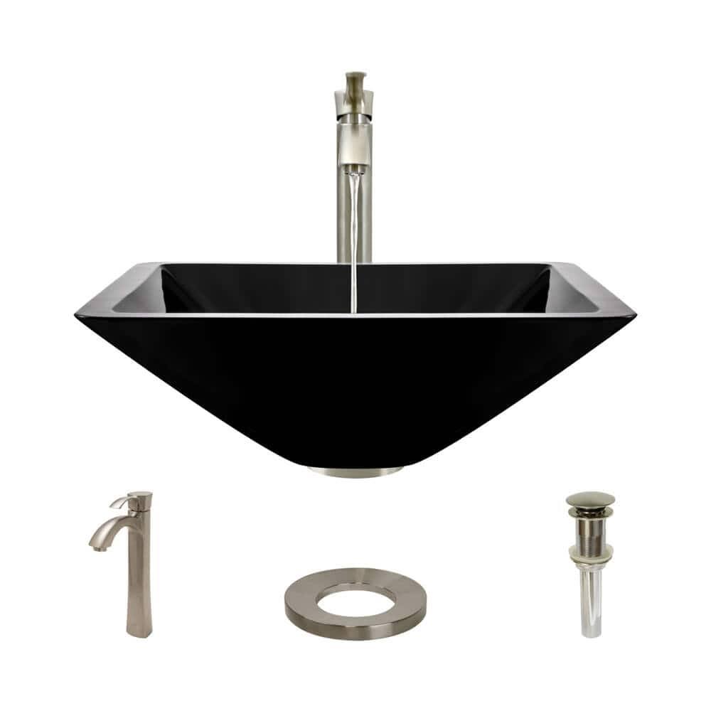 16-1/2x22 Glass Vessel Bathroom Sink with Vessel Faucet G54597