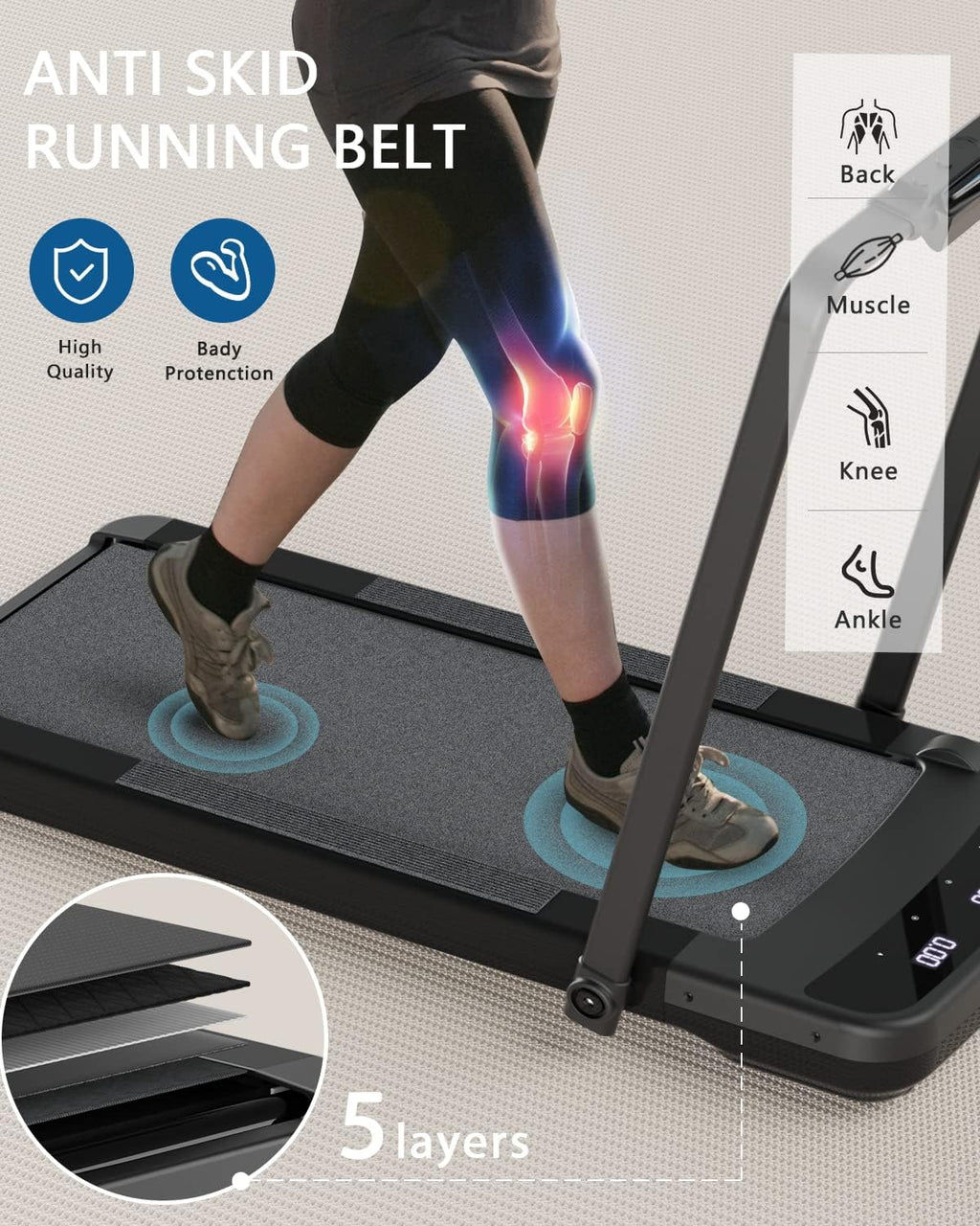 Black 2 in 1 Folding Treadmill with Remote Control K36012
