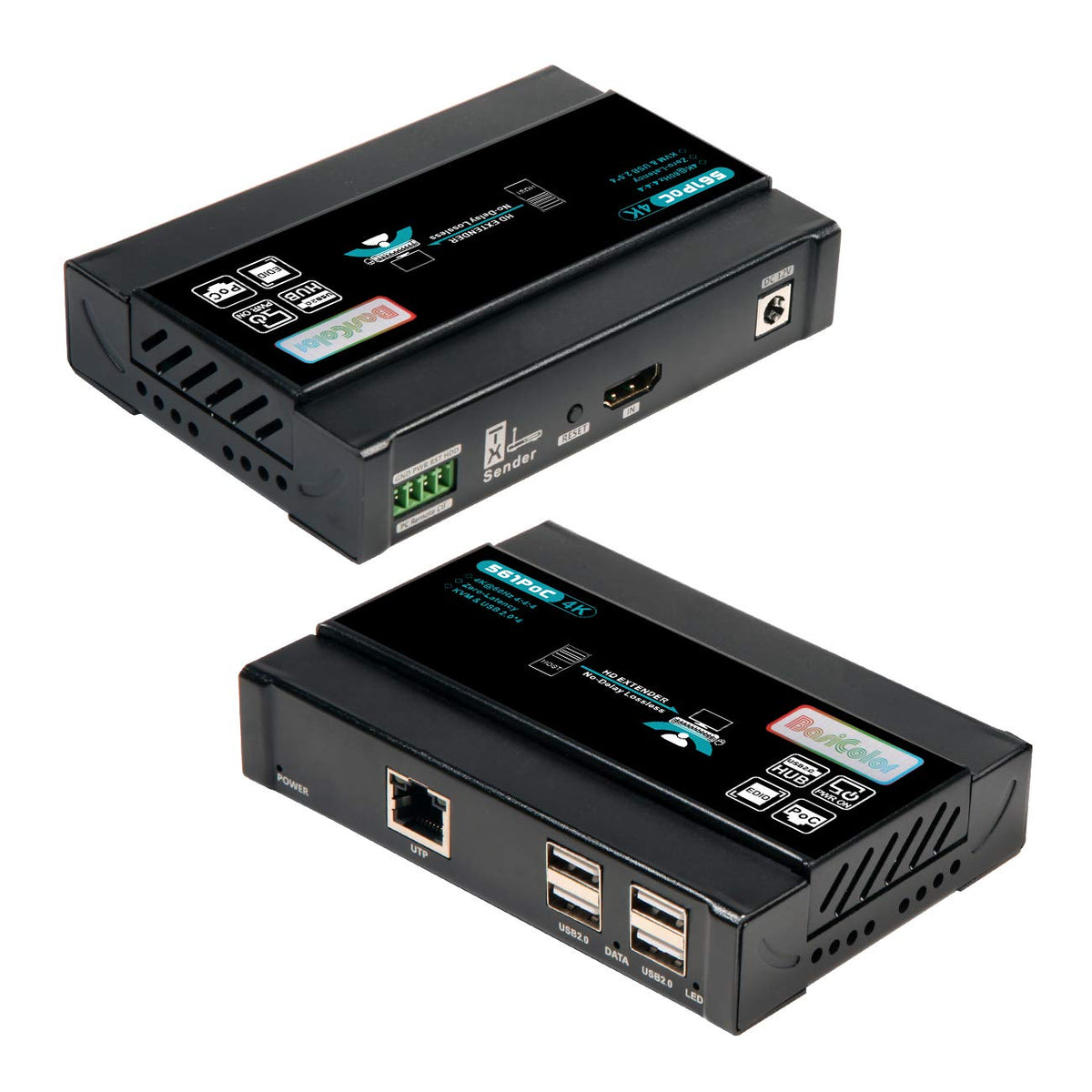 HDMI KVM USB Extender 4K@60Hz Over Cat5e/Cat6 Up to 60m 4 Ports USB Plug&Play W3177