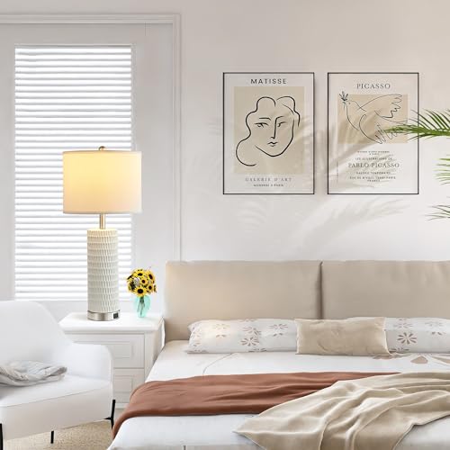 Set of 2 Tall Table Lamps with Dual USB Ports and Touch Control E44896