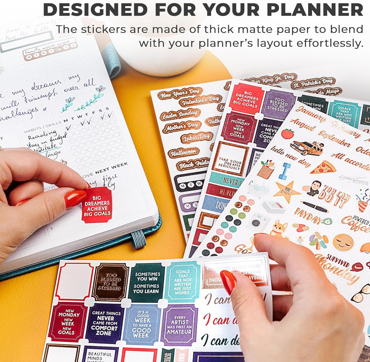 14 Sheets Set of 1360+ Planner Stickers E133