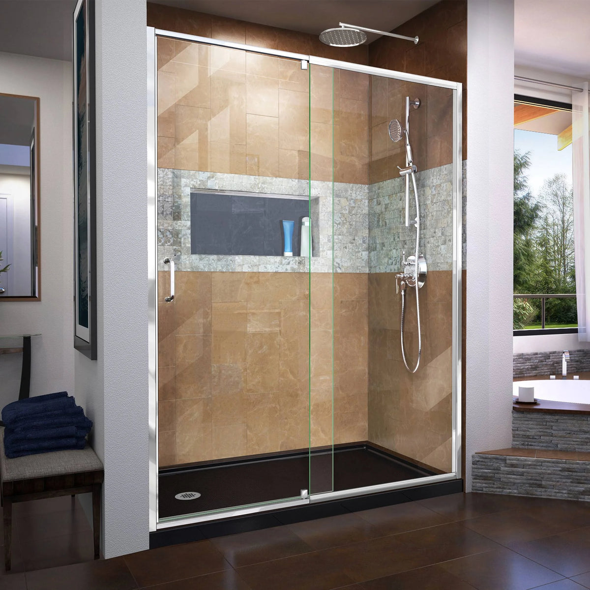 Semi-Frameless Pivot Shower Door in Chrome K20528
