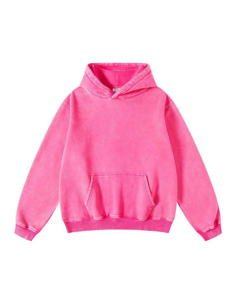 Oversized Acid Wash Hoodie Pullover W170949