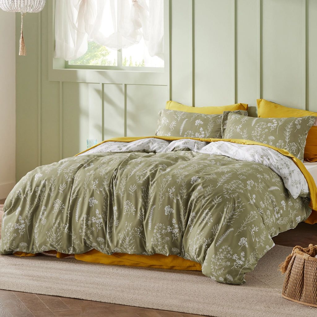Sage Green Floral Queen Size Comforter Set J91147