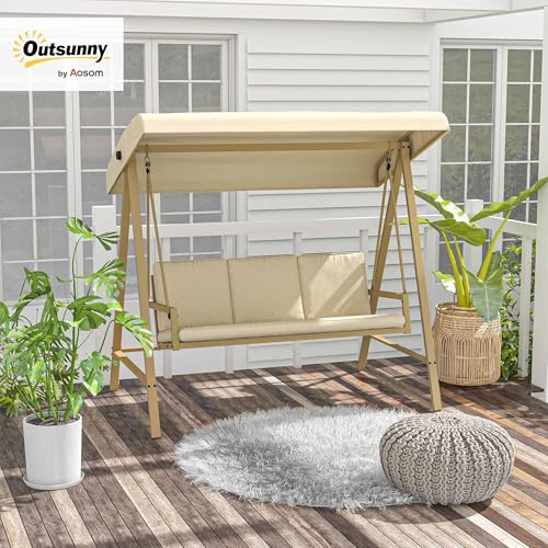 3-Seat Outdoor Porch Swing with Stand and Adjustable Canopy M911830