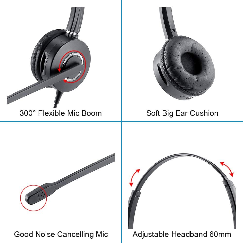 Binaural USB Computer Headset with Microphone Noise Cancelling Mic Pack of 2 P163911