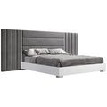 Queen Size Bed, White & Grey Marble K91079