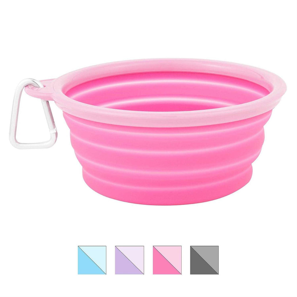 Collapsible Silicone Water Travel Bowl with Clip Dog and Cat H439