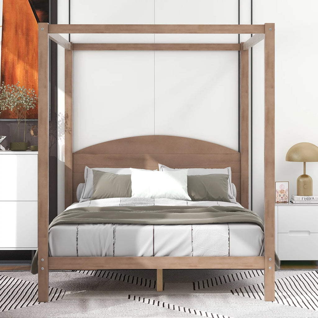 Queen Size Canopy Platform Bed with Headboard G707