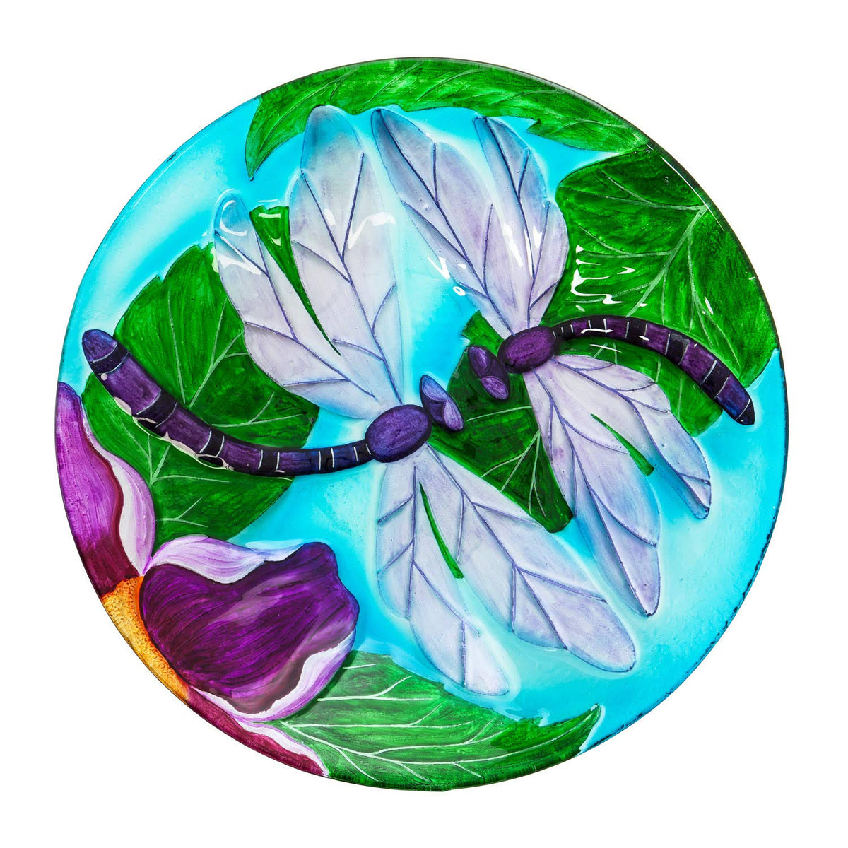 Solar Hand Painted Glass Bird Bath with Stand Z39395